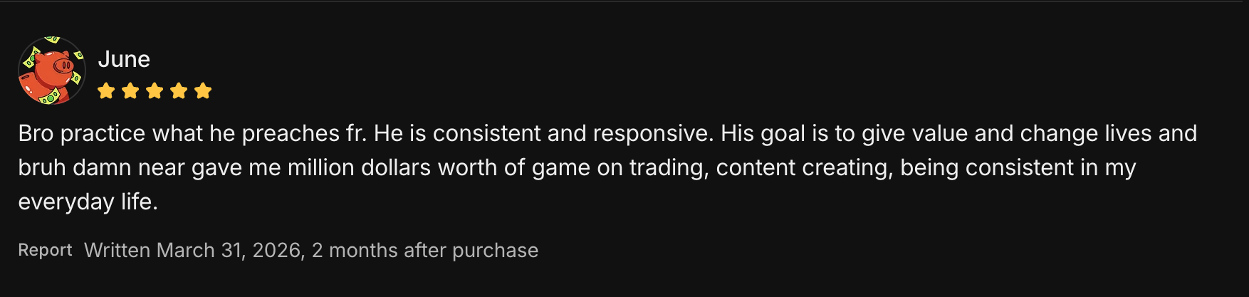 Five-star review of Andre's trading community 4